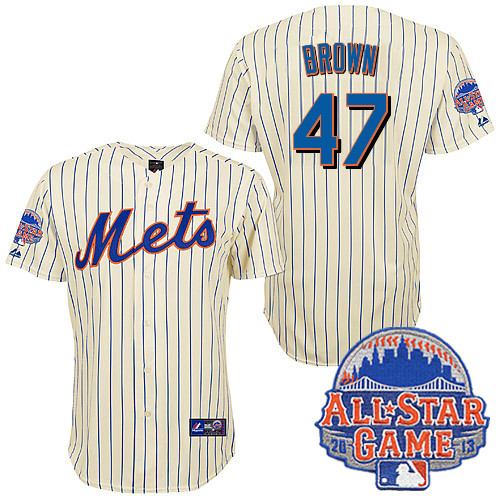 Andrew Brown #47 Youth Baseball Jersey-New York Mets Authentic All Star White MLB Jersey